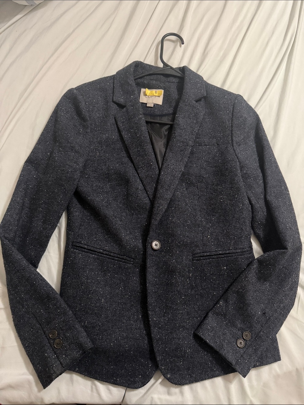 LOFT Navy grey Textured Blazer - Classic Single-Button Jacket size 2 dry cleaned